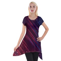 Illustrations Space Purple Short Sleeve Side Drop Tunic