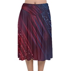 Illustrations Space Purple Velvet Flared Midi Skirt