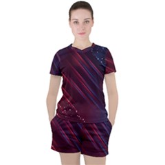 Illustrations Space Purple Women s T-shirt And Shorts Set