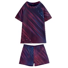 Illustrations Space Purple Kids  Swim T-shirt And Shorts Set