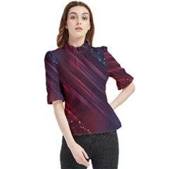 Illustrations Space Purple Frill Neck Blouse