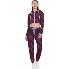 Illustrations Space Purple Cropped Zip Up Lounge Set