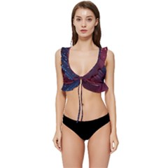 Illustrations Space Purple Low Cut Ruffle Edge Bikini Top by anzea