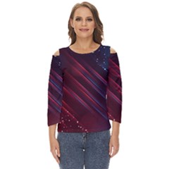 Illustrations Space Purple Cut Out Wide Sleeve Top