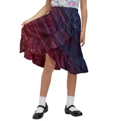 Illustrations Space Purple Kids  Ruffle Flared Wrap Midi Skirt by anzea