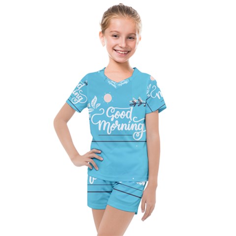 Background Good Morning Kids  Mesh T-shirt And Shorts Set by anzea