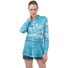 Background Good Morning Long Sleeve Satin Shirt