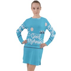 Background Good Morning Long Sleeve Hoodie Dress