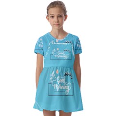 Background Good Morning Kids  Short Sleeve Pinafore Style Dress