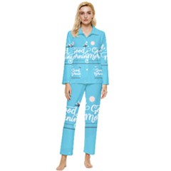 Background Good Morning Womens  Long Sleeve Velvet Pocket Pajamas Set