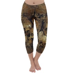 Skull Texture Vintage Capri Winter Leggings 