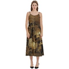 Skull Texture Vintage Casual Spaghetti Strap Midi Dress by anzea