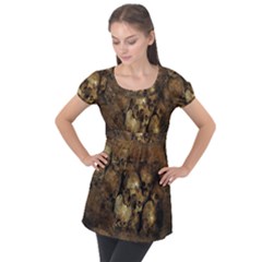 Skull Texture Vintage Puff Sleeve Tunic Top by anzea