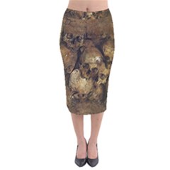 Skull Texture Vintage Velvet Midi Pencil Skirt