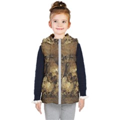 Skull Texture Vintage Kids  Hooded Puffer Vest