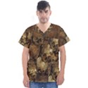 Skull Texture Vintage Men s V-Neck Scrub Top View1