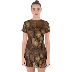 Skull Texture Vintage Drop Hem Mini Chiffon Dress by anzea