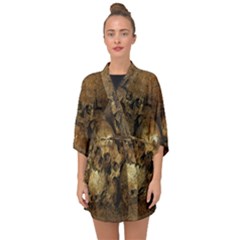 Skull Texture Vintage Half Sleeve Chiffon Kimono by anzea