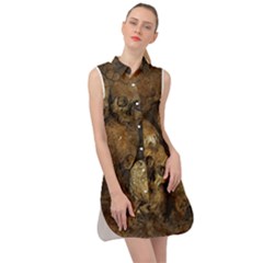 Skull Texture Vintage Sleeveless Shirt Dress by anzea