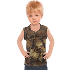 Skull Texture Vintage Kids  Sport Tank Top