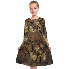 Skull Texture Vintage Kids  Midi Sailor Dress