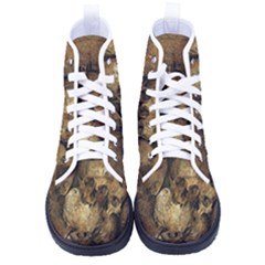 Skull Texture Vintage Women s High-top Canvas Sneakers by anzea