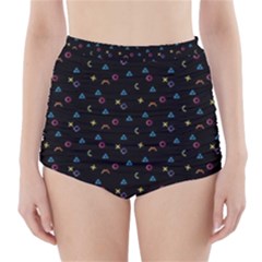 Abstract Texture High-waisted Bikini Bottoms