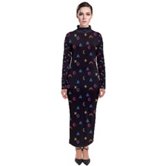 Abstract Texture Turtleneck Maxi Dress