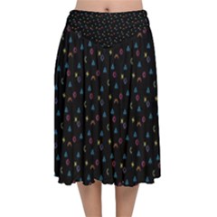 Abstract Texture Velvet Flared Midi Skirt