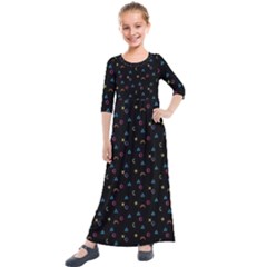 Abstract Texture Kids  Quarter Sleeve Maxi Dress