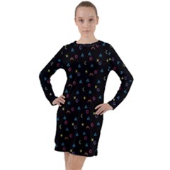 Abstract Texture Long Sleeve Hoodie Dress