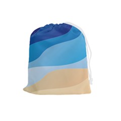 Illustrations Waves Line Rainbow Drawstring Pouch (large) by anzea