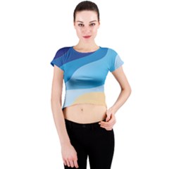 Illustrations Waves Line Rainbow Crew Neck Crop Top by anzea