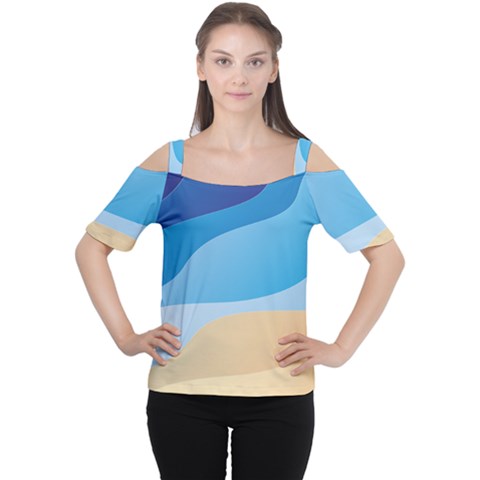 Illustrations Waves Line Rainbow Cutout Shoulder T-shirt by anzea