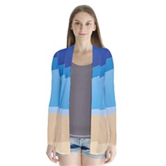 Illustrations Waves Line Rainbow Drape Collar Cardigan