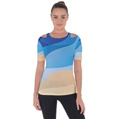 Illustrations Waves Line Rainbow Shoulder Cut Out Short Sleeve Top