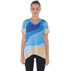 Illustrations Waves Line Rainbow Cut Out Side Drop T-shirt by anzea