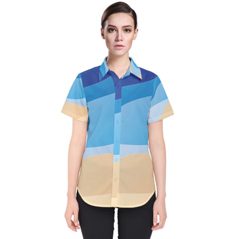 Illustrations Waves Line Rainbow Women s Short Sleeve Shirt by anzea