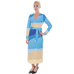 Illustrations Waves Line Rainbow Velvet Maxi Wrap Dress