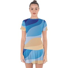 Illustrations Waves Line Rainbow Drop Hem Mini Chiffon Dress