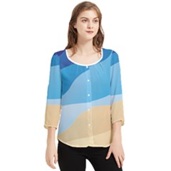 Illustrations Waves Line Rainbow Chiffon Quarter Sleeve Blouse by anzea