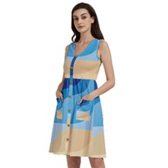 Illustrations Waves Line Rainbow Sleeveless Dress With Pocket by anzea