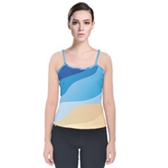 Illustrations Waves Line Rainbow Velvet Spaghetti Strap Top