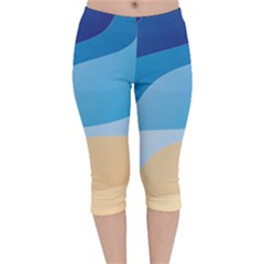 Illustrations Waves Line Rainbow Velvet Capri Leggings 