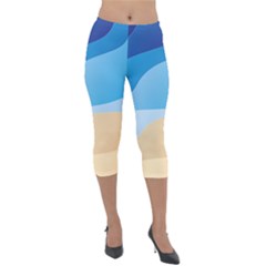 Illustrations Waves Line Rainbow Lightweight Velour Capri Leggings  by anzea