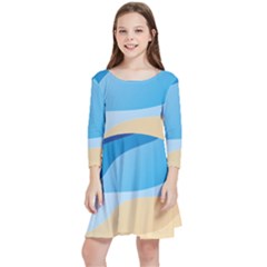 Illustrations Waves Line Rainbow Kids  Quarter Sleeve Skater Dress by anzea