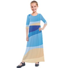 Illustrations Waves Line Rainbow Kids  Quarter Sleeve Maxi Dress by anzea