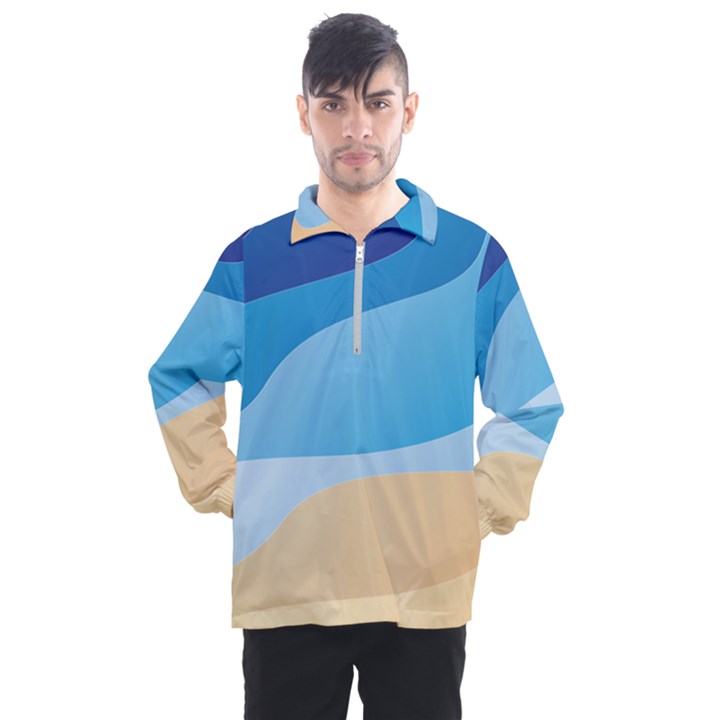 Illustrations Waves Line Rainbow Men s Half Zip Pullover