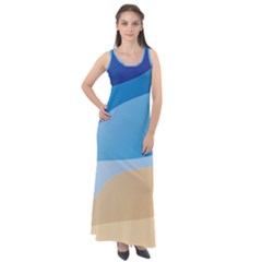 Illustrations Waves Line Rainbow Sleeveless Velour Maxi Dress