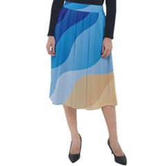 Illustrations Waves Line Rainbow Classic Velour Midi Skirt 